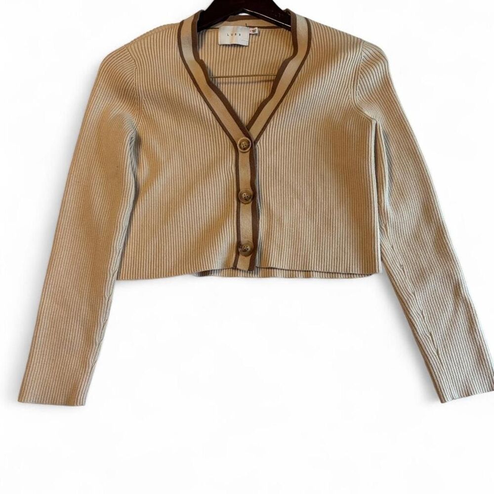 Lush Women's Cream and Tan Cardigan